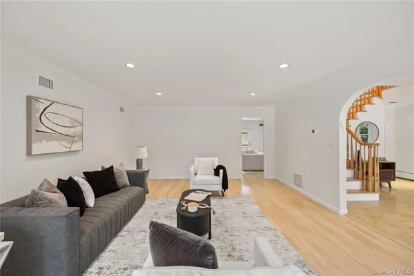 a living room with furniture