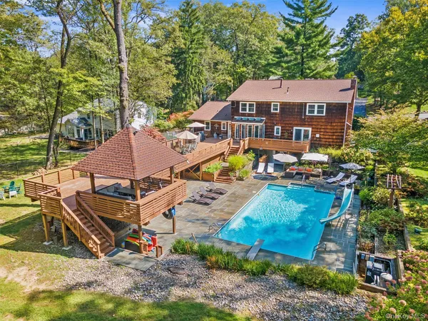an aerial view of a house
