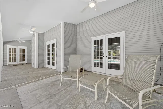 a view of a house with a lounge chair