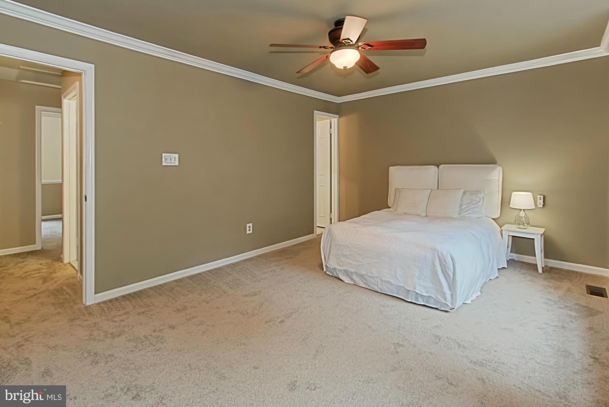 6271 Rathlin Drive Springfield, VA 22152 - Photo 17 of 29 a spacious bedroom with a bed and a ceiling fan