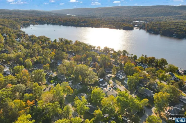 a view of a lake from a yard