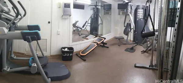 a view of a room with gym equipment