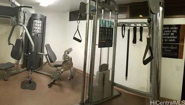 a view of a room with gym equipment