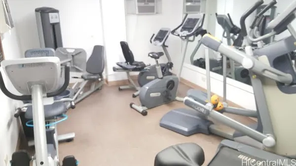 a room with gym equipment