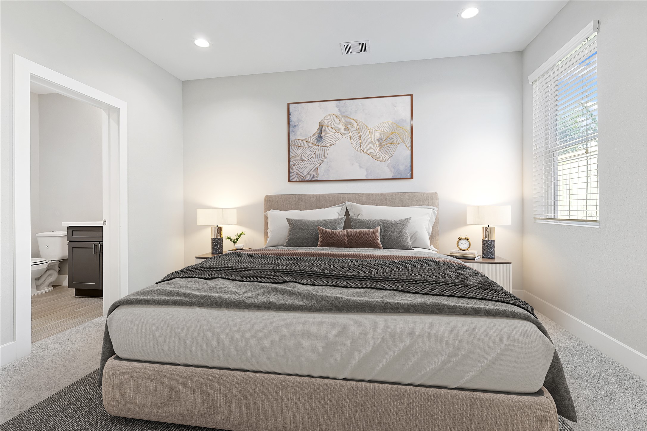 1222 Upton Street Houston, TX 77020 - Photo 5 of 41 a bedroom with bed and wall painting with wooden floor