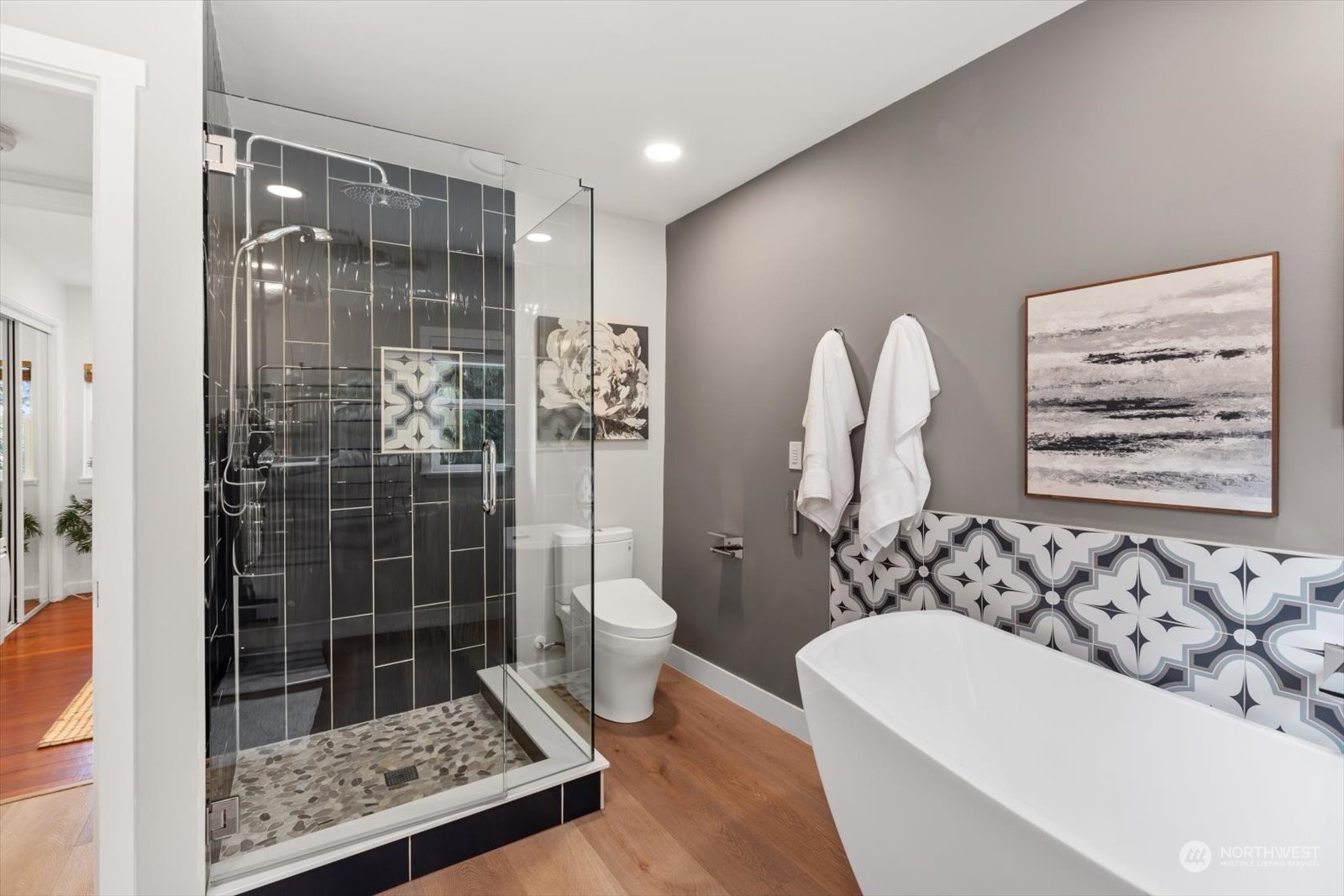 15908 68th Avenue West Edmonds, WA 98026 - Photo 18 of 40 a bathroom with a bathtub and a shower