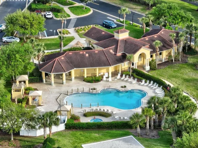 an aerial view of a house