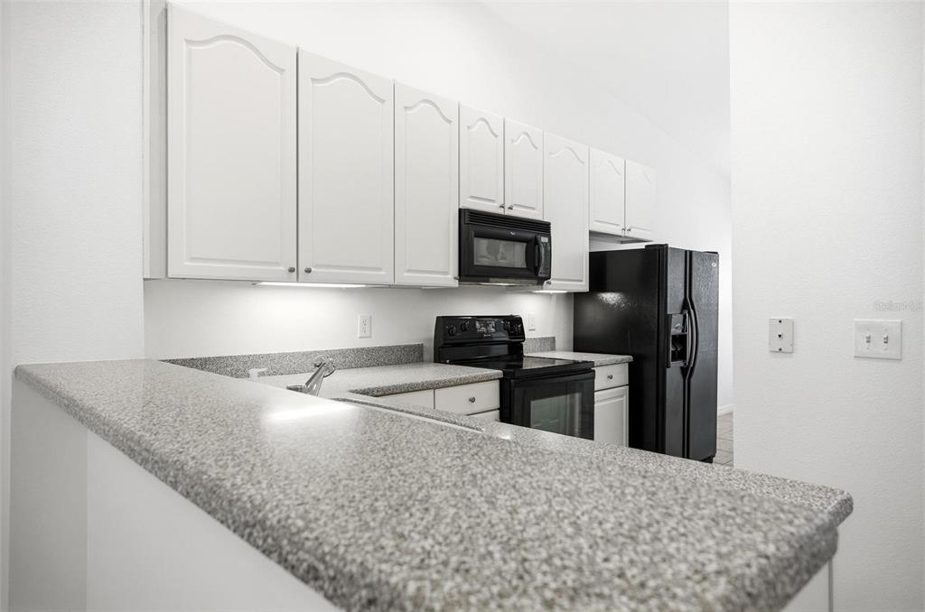 100 Canopy Walk Lane, Unit 133 Palm Coast, FL 32137 - Photo 9 of 51 a kitchen with stainless steel appliances granite countertop a sink a stove and a refrigerator