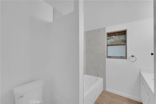 a bathroom with a bathtub