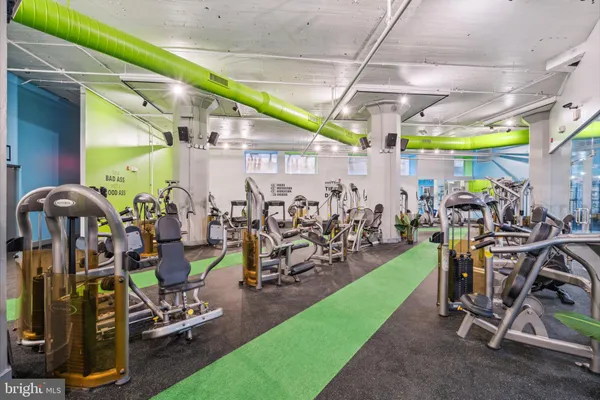 a view of a room with gym equipment