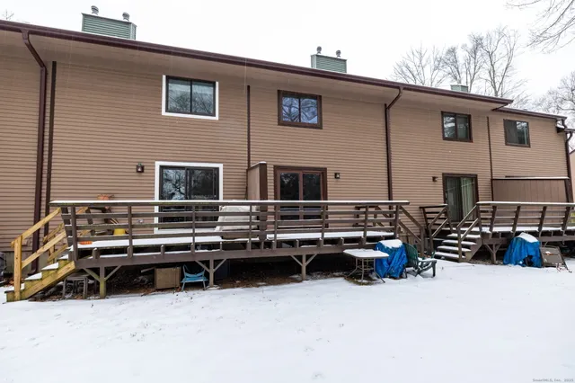 a view of a porch with a trees