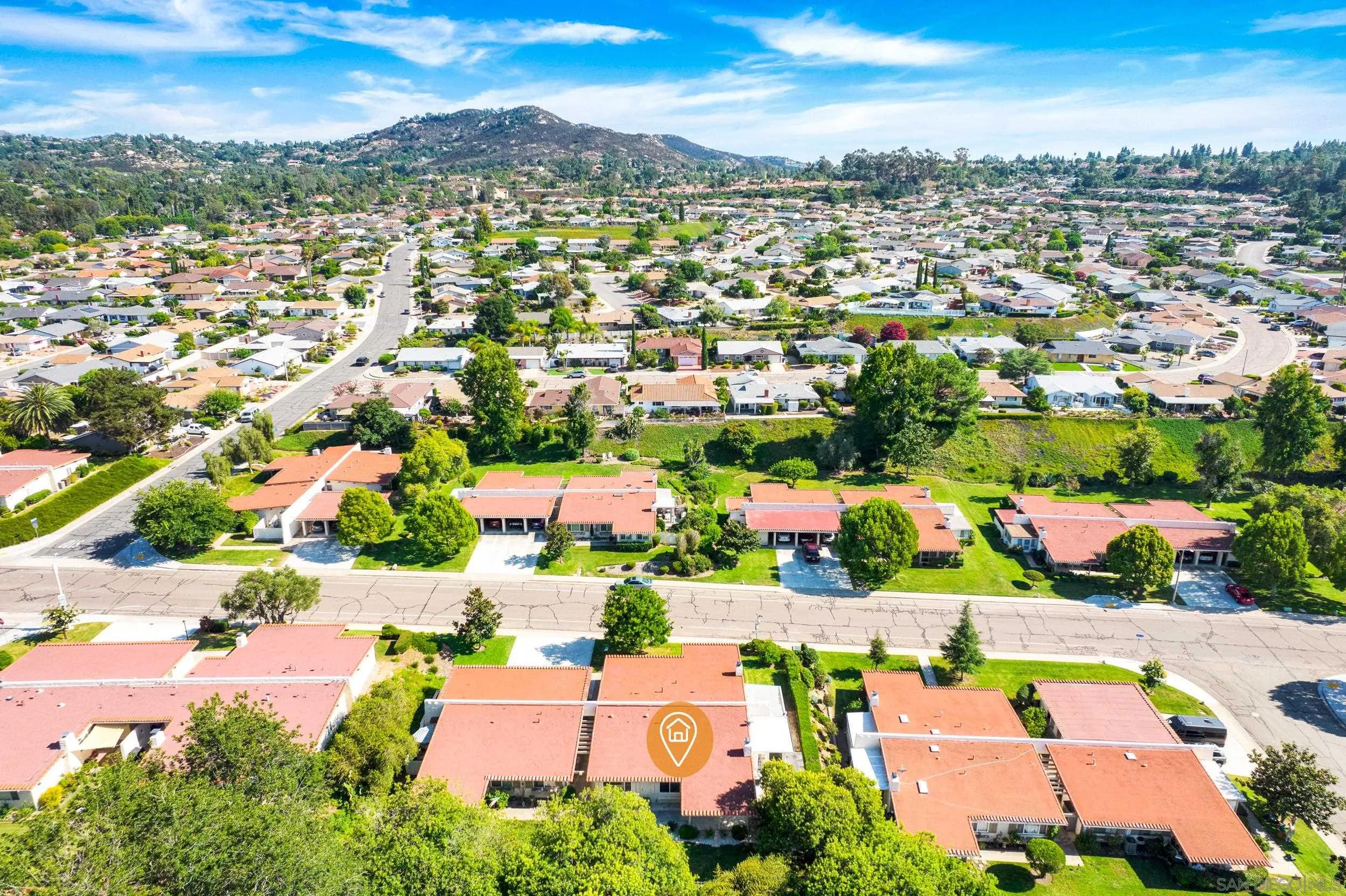12424 Rios Road San Diego, CA 92128 - Photo 32 of 35 an aerial view of residential houses with outdoor space and trees