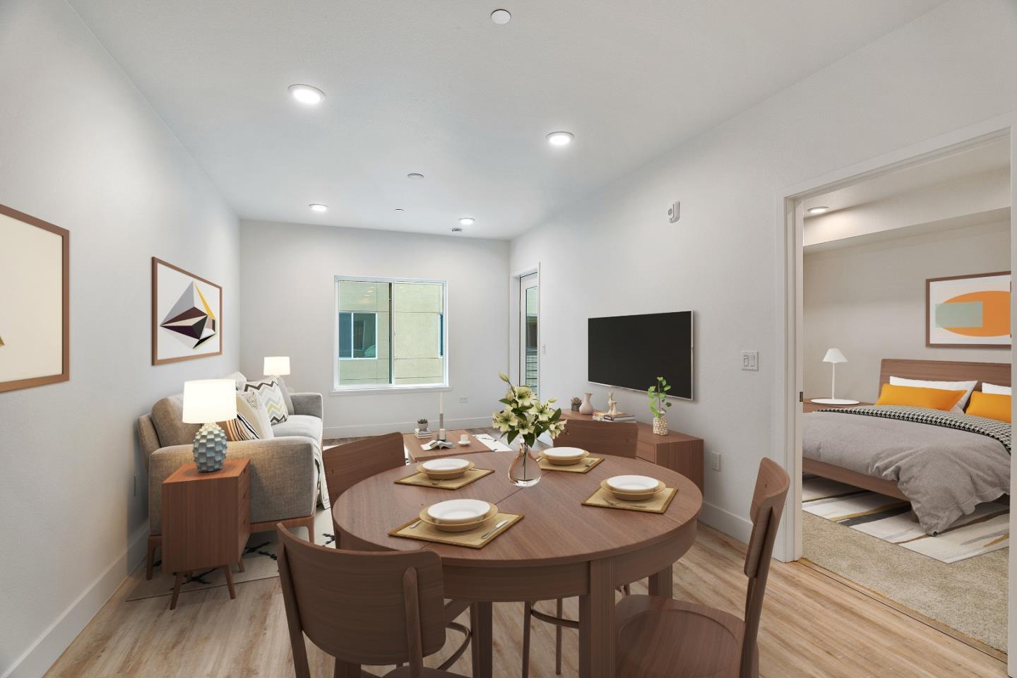 1853 Almaden Road, Unit 414 San Jose, CA 95125 - Photo 2 of 15 a view of a dining room with furniture and wooden floor