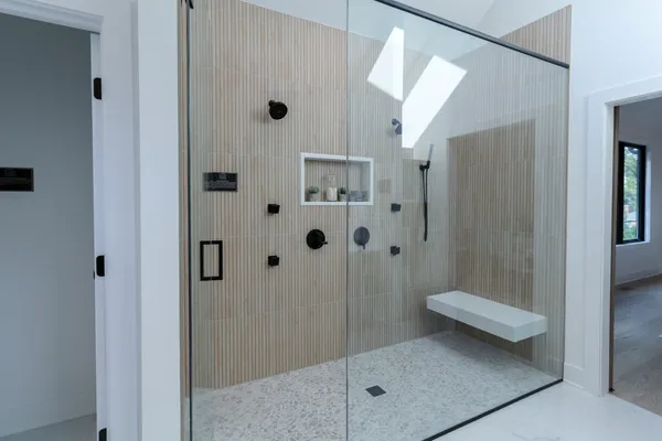 a bathroom with a shower