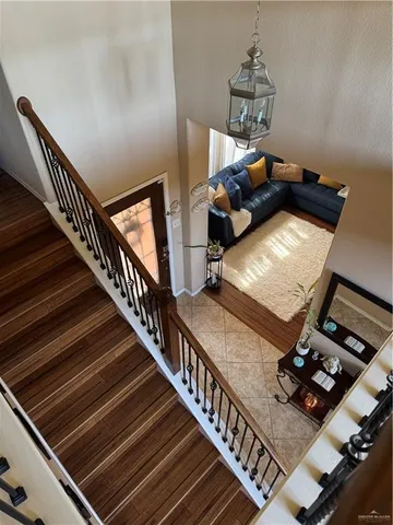 a living room with chairs