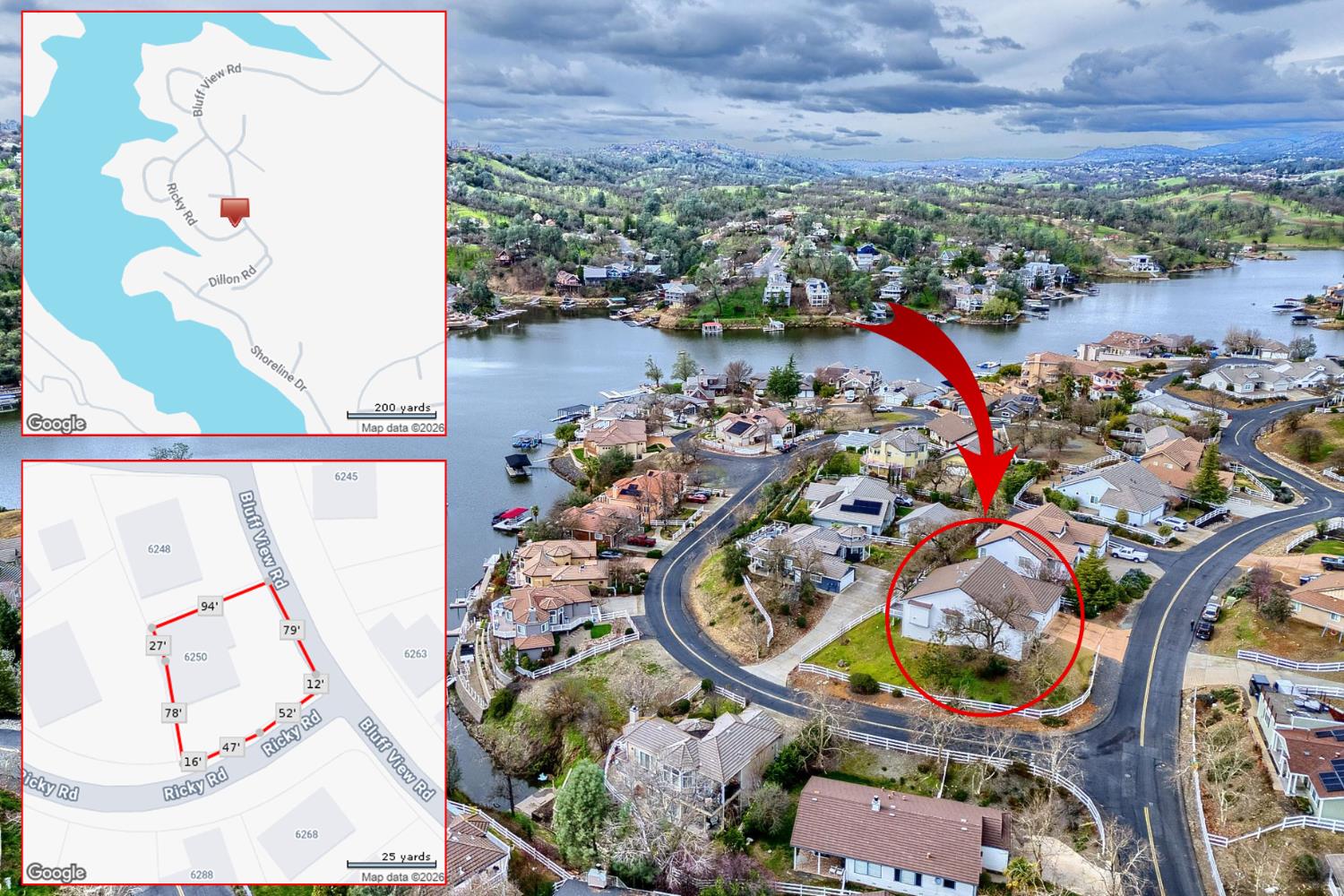 6250 Bluff View Road Copperopolis, CA 95228 - Photo 69 of 76 an aerial view of a house with a swimming pool