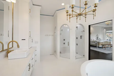 a view of a golf course with a lake