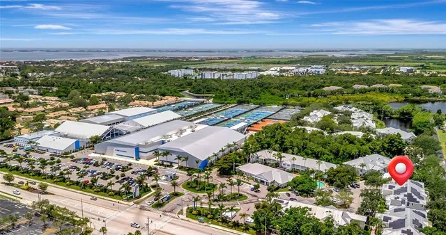 a city view with tall buildings