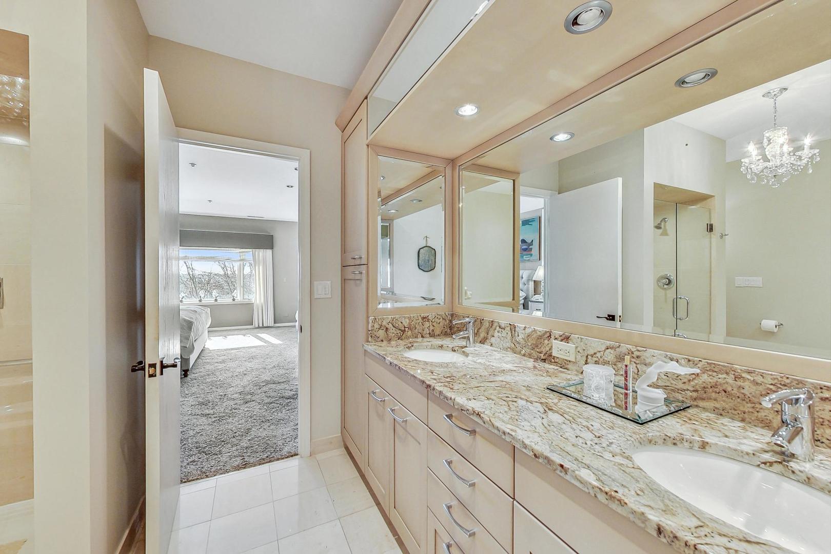 209 Rivershire Lane, Unit 503 Lincolnshire, IL 60069 - Photo 24 of 53 a bathroom with double vanity sinks and a shower
