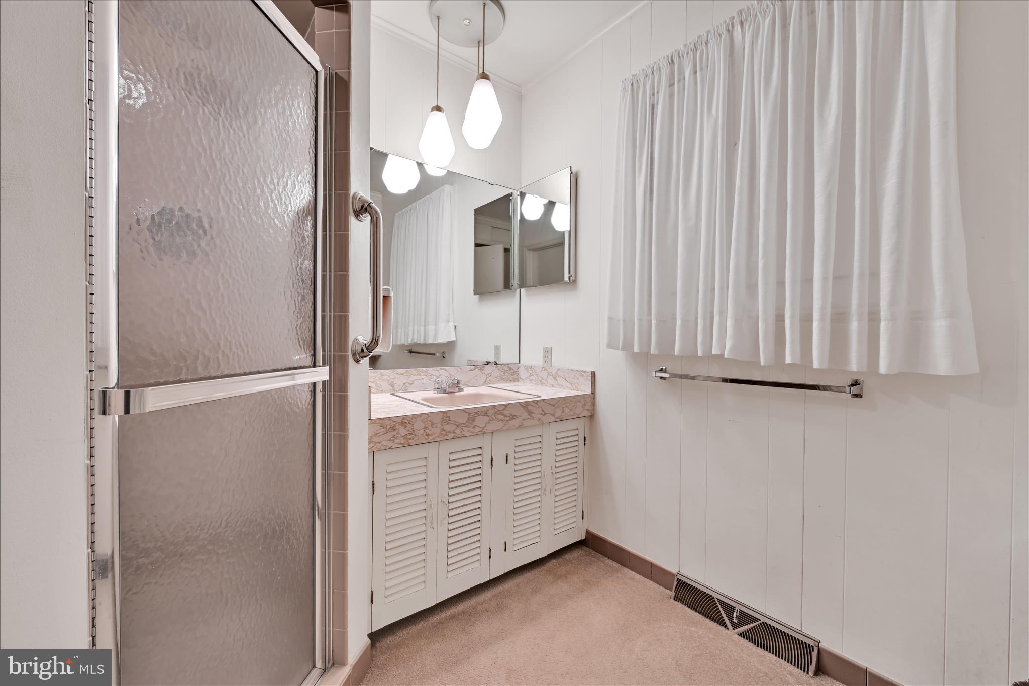 1451 Museum Road Wyomissing, PA 19610 - Photo 27 of 44 a bathroom with a sink a mirror and a shower