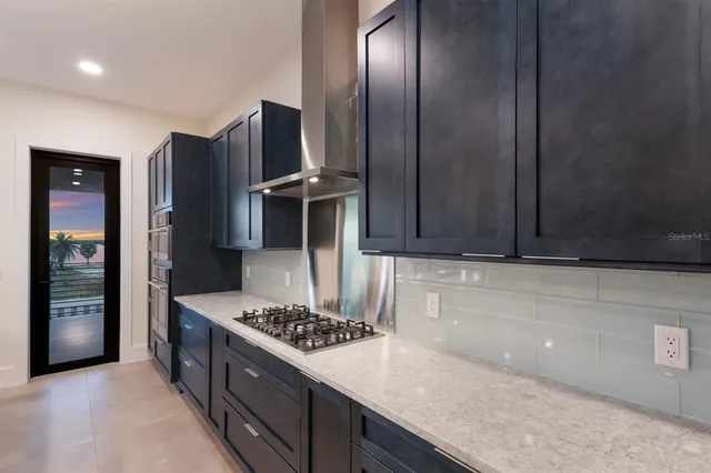 a view of a swimming pool with a garden