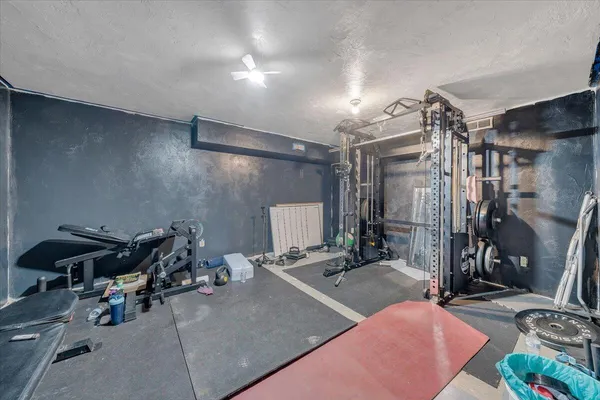 a room with gym equipment