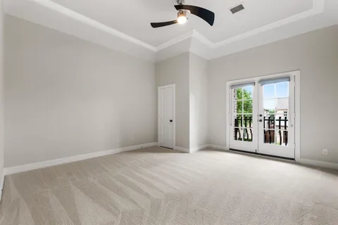 a view of a room with a large window