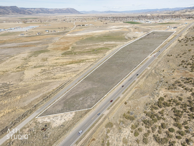 1331 South Lowry Hl Road Manti, UT 84642 - Photo 56 of 56 Aerial view looking north towards the house. The shaded overlay shows the approximate boundaries.
