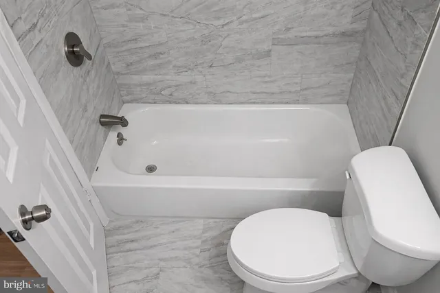 a bathroom with a toilet and a bathtub