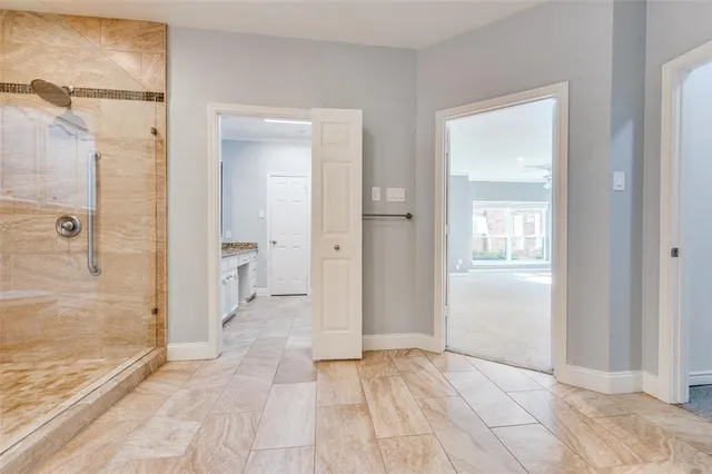 a view of a bathroom from a bathroom