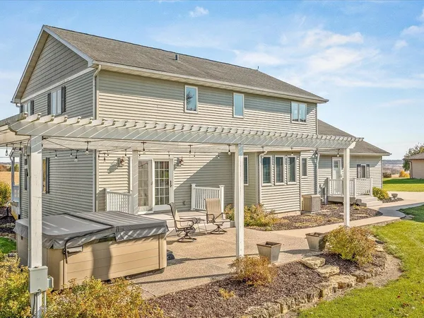 a view of an ocean with a big yard