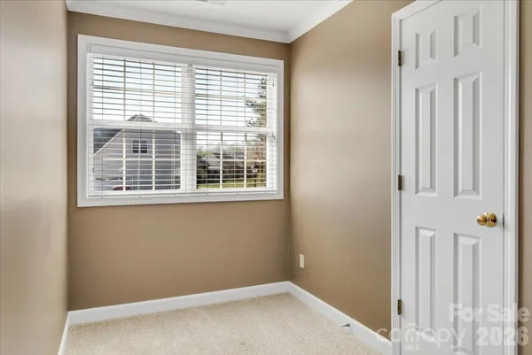 a view of a small space with a window