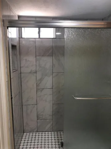 a bathroom with a shower