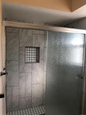 a bathroom with a shower