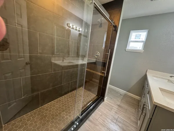 a bathroom with a shower
