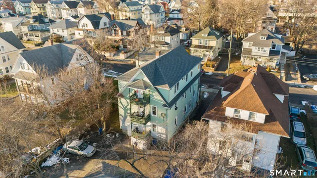 an aerial view of multiple house