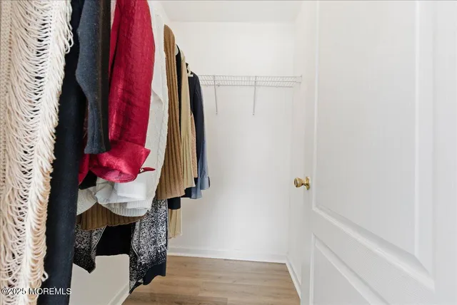 a view of a closet with storage