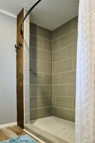 a bathroom with a shower