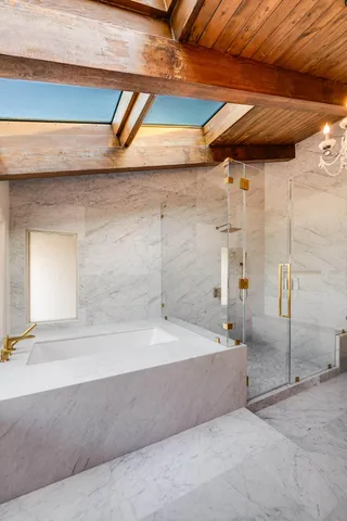 a view of a terrace with sky view