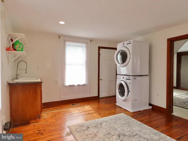 a storage room with washer and dryer