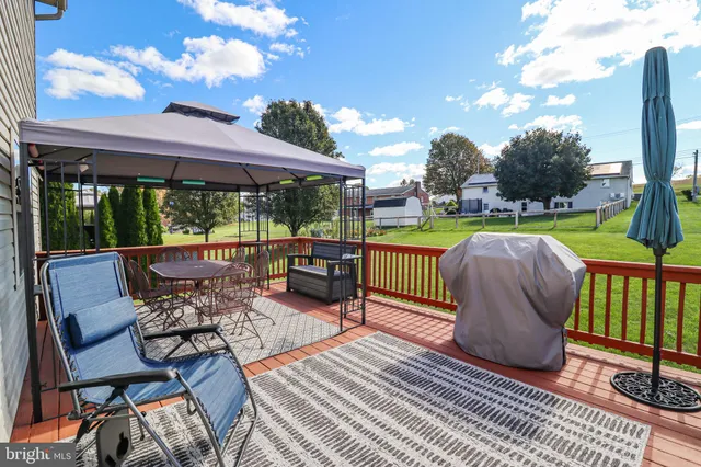 a view of a garden with a slide