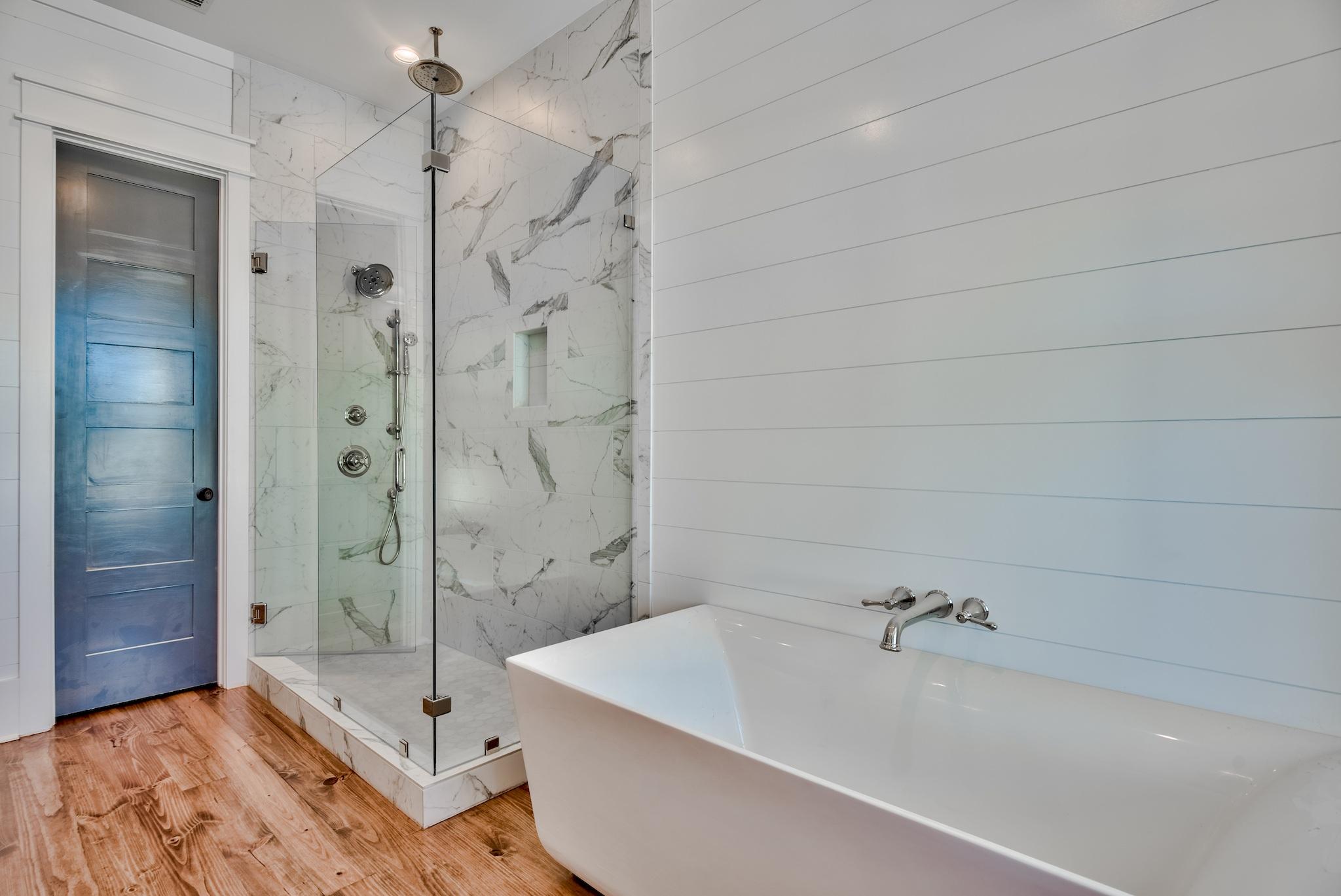 160 A St Inlet Beach Inlet Beach, FL 32461 - Photo 32 of 63 a bathroom with a bathtub and a shower