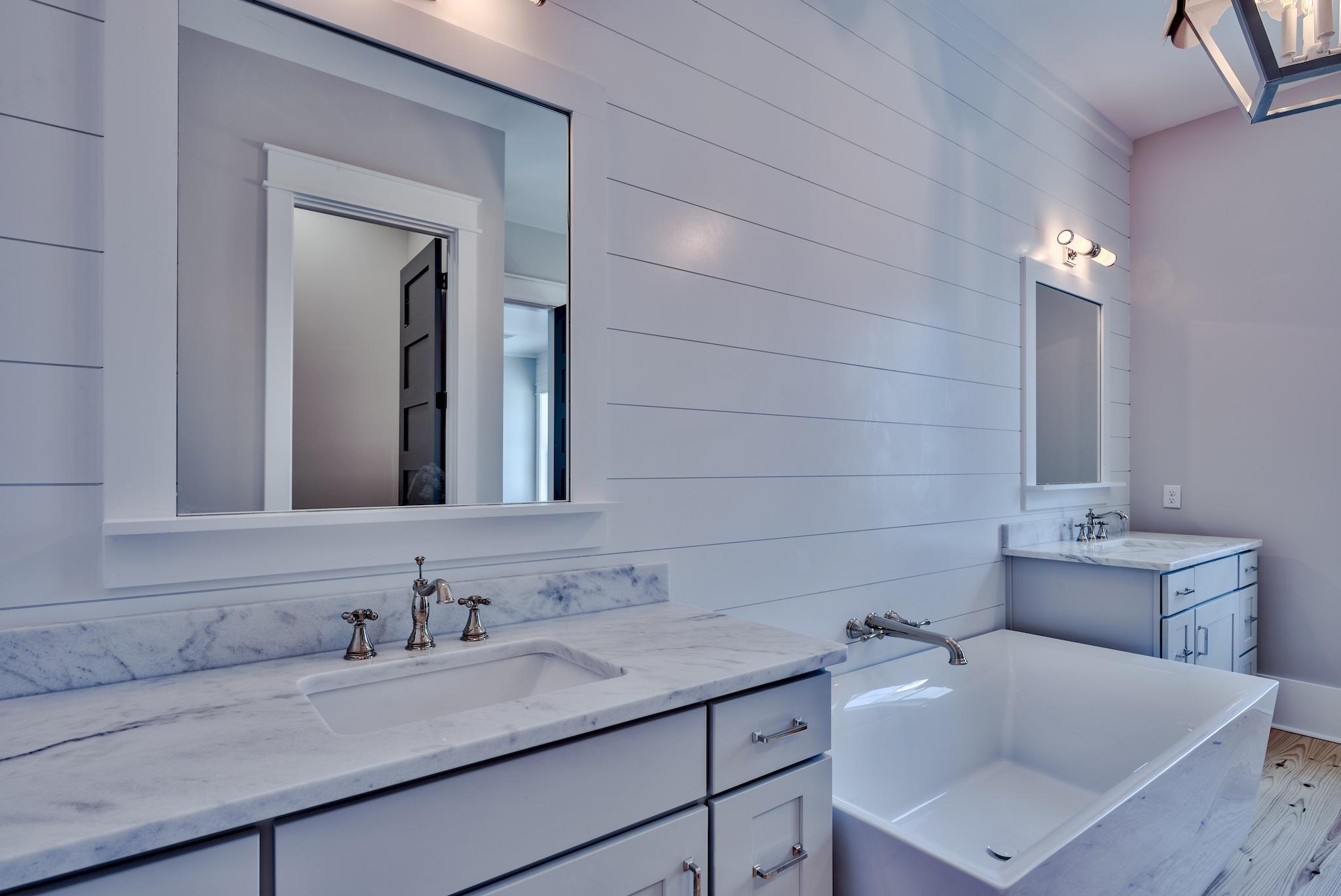 160 A St Inlet Beach Inlet Beach, FL 32461 - Photo 35 of 63 a bathroom with a granite countertop sink and a mirror
