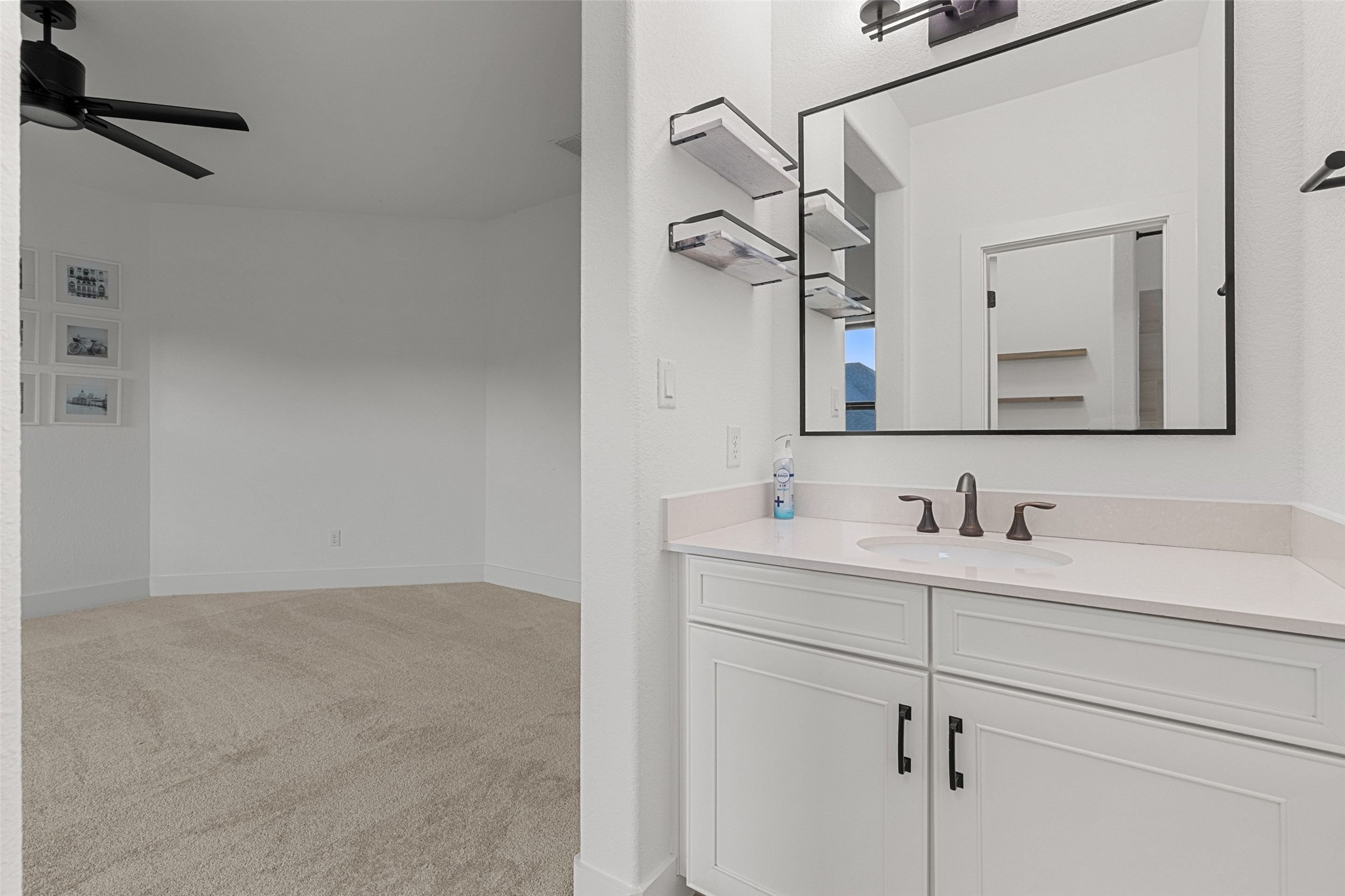 302 Lodestone Lane Austin, TX 78738 - Photo 31 of 40 a bathroom with a sink and a mirror