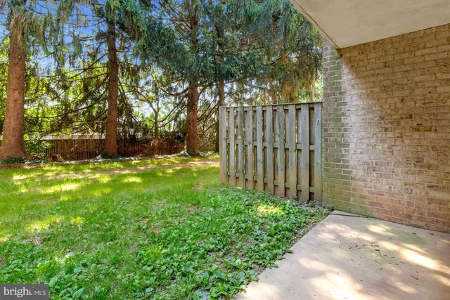 a view of a backyard with pathway