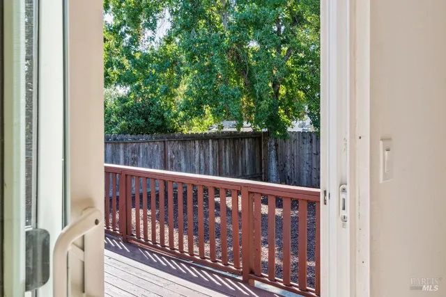 a view of wooden balcony