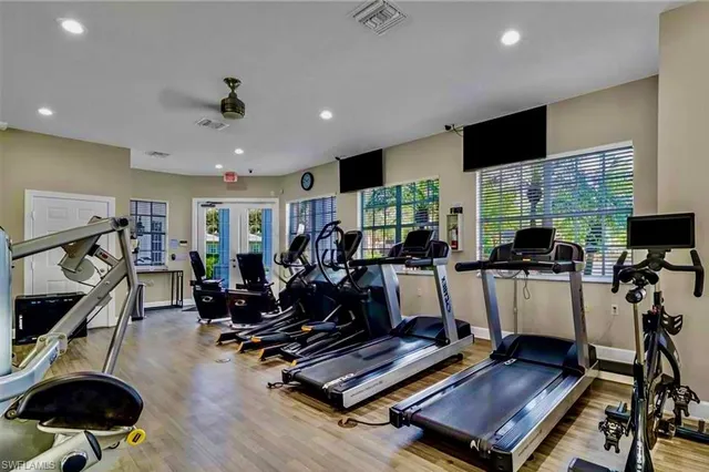 a view of a room with gym equipment