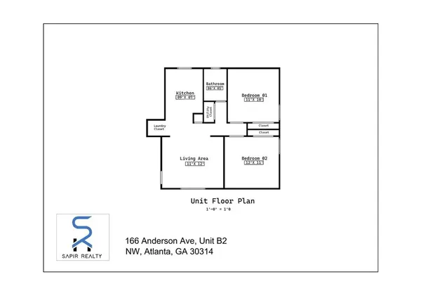 $1,300 | 166 Anderson Avenue Northwest, Unit B02, Atlanta, GA 30314