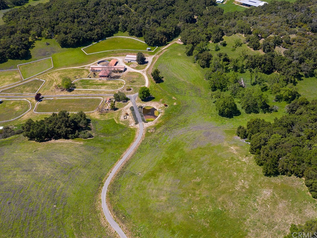 8800 Vineyard Drive Paso Robles, CA 93446 - Photo 53 of 74 Aerial view of the horse facility and pond which is on the right of the garden area.