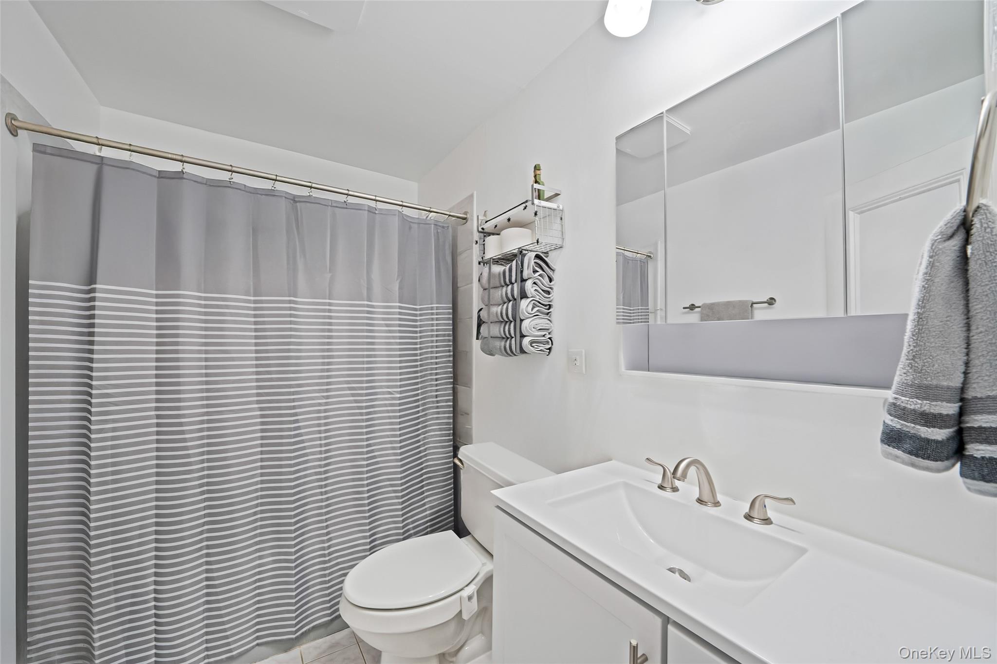 267 Dogwood Road West Mastic Beach, NY 11951 - Photo 24 of 30 a bathroom with a sink a toilet and shower curtain